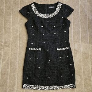 MaxMara Pearl and rhinestone tweed boucle dress